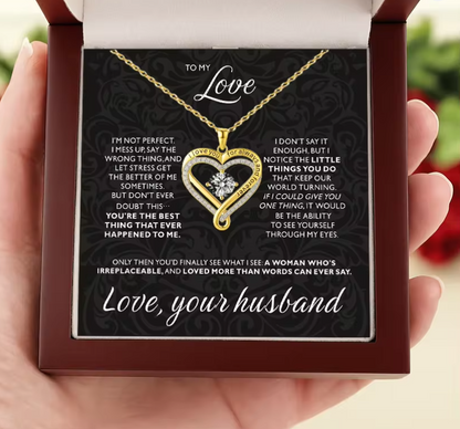 📿Engraved Heart Necklace with Wooden Box