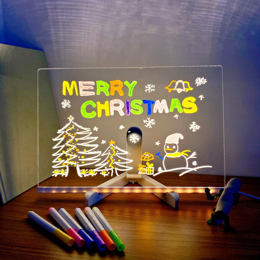 🔥🔥Illuminated Acrylic Dry Erase Board with Stand and 7 Pens ✏️🎨📜