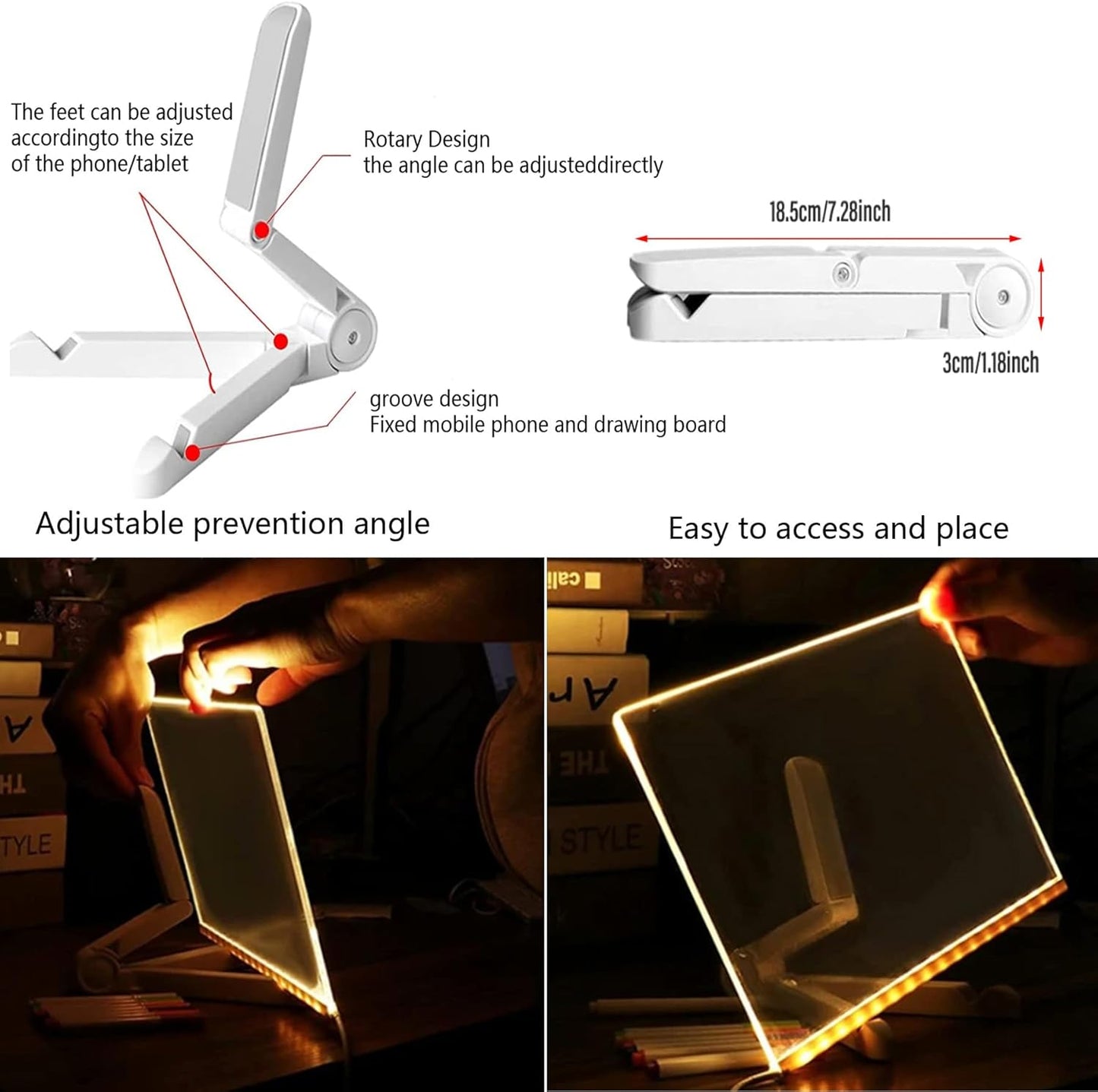 🔥🔥Illuminated Acrylic Dry Erase Board with Stand and 7 Pens ✏️🎨📜