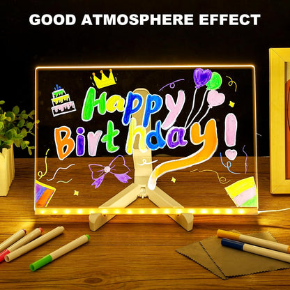 🔥🔥Illuminated Acrylic Dry Erase Board with Stand and 7 Pens ✏️🎨📜