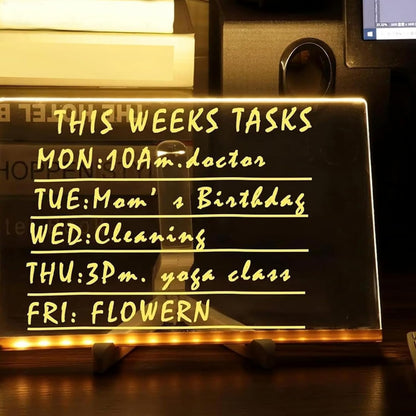 🔥🔥Illuminated Acrylic Dry Erase Board with Stand and 7 Pens ✏️🎨📜